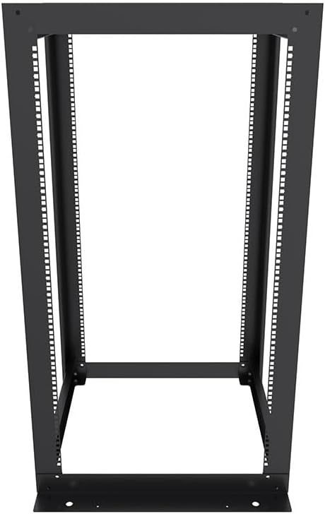 NavePoint 25U 23-inch Width 4-Post Frame Rack - Open Frame Rack with Cage Nut fo 23-Inch Equipment, Server Rack 881 lbs Weight Capacity, Floor Mount, RU Markings