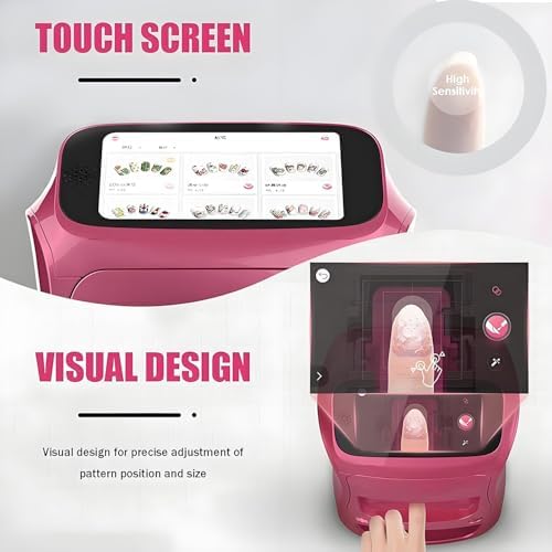 Portable 3D Nail Art Printer - Mobile Touch Screen Nail Printer with WiFi/DIY, Fast 10s Printing for Home Use, Ideal Beauty Tool for Girls - Pink Nail Design Machine