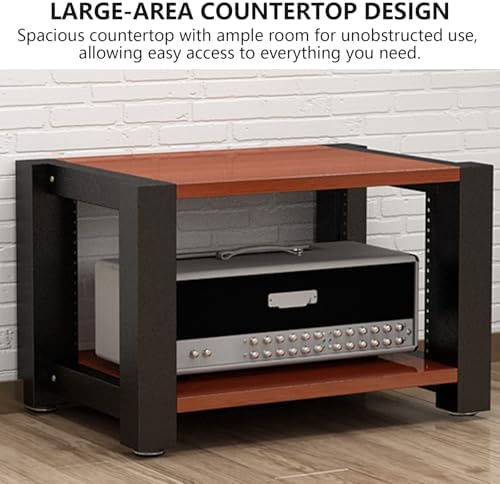 3-Tier Stereo Rack and Stand, Adjustable AV Media Equipment Shelf, Reinforced Steel Audio Rack with Footpads, Home Theater Furniture (Black, 60x51x60cm)