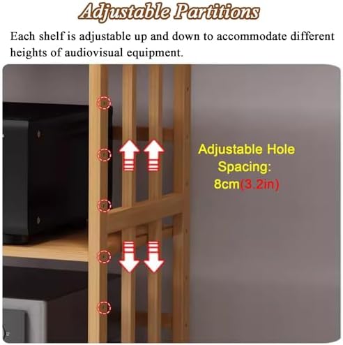 HiFi Stereo Cabinet - 4-Tier AV Media Tower with Wheels, Home Theater Audio Rack & CD Storage Stand for Ultimate Sound Experience and Easy Mobility