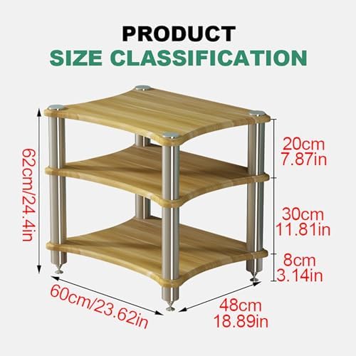 Audio Rack Stand for Projector & Game Consoles - Media Shelf Tower for PS5, DVD Player, Stereo System, Cable Box - Stylish AV Corner Storage Solution