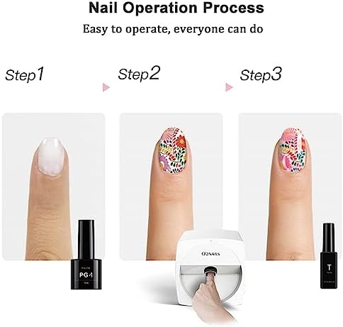 Portable 3D Nail Art Printer - Digital Mobile Nail Printing Machine, DIY Control via Free App for Home & Salon Use, for Cute Girls & Women, White