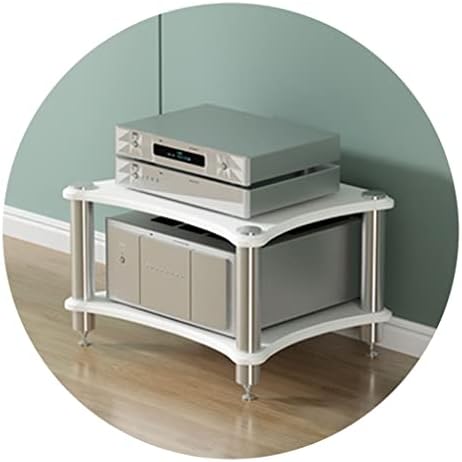 HiFi Speaker Rack - 3-Cabinet Stand for Tv & Amplifiers Sturdy Home Audio System Storage Entertainment Center Organizer Durable Media Equipment Shelves -White-60 * 48 * 40cm(2Tier)
