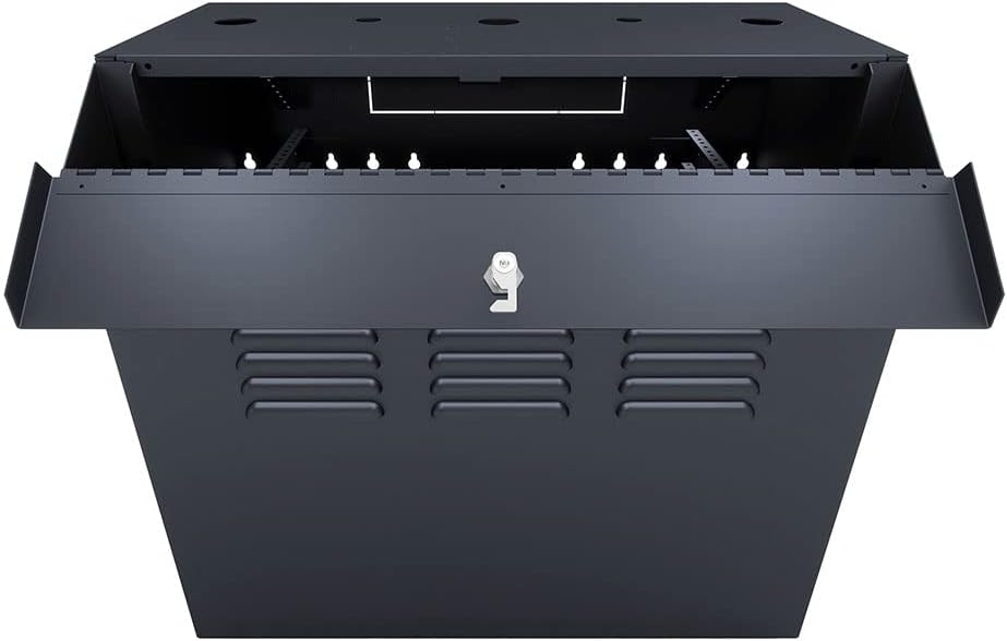 NavePoint 8U Vertical Server Rack Enclosure, Low Profile, 15.7' Deep, Max Weight Capacity 132lbs - 8U Network Cabinet Vertical Wall Mount, Perforated, Black
