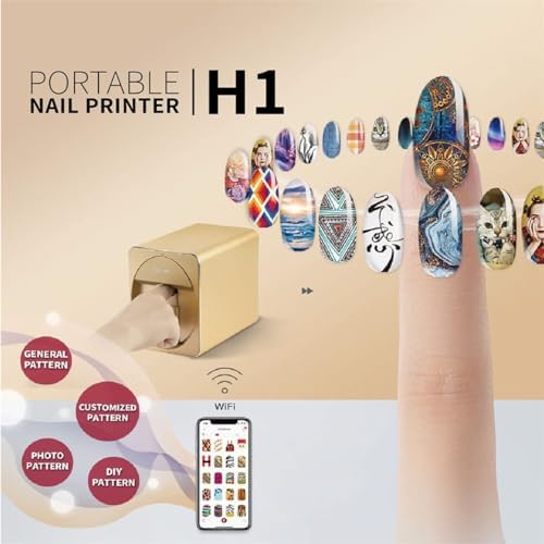 Portable 3D Nail Printer - Intelligent WiFi Nail Art Machine for DIY Designs, Professional Beauty Tool for Home Use, Perfect for Girls' Nail Art, White