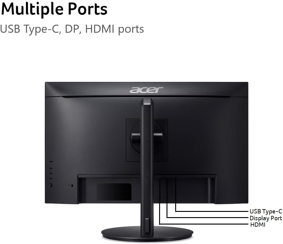 acer 27 Inch 4k IPS Monitor for Home, Office & Creators | 99% sRGB Color Accuracy | 90w USB-C Port Charges and Connects | Adjustable Height, Tilt, Swivel, Pivot | USB-C, DP & HDMI | CB272K