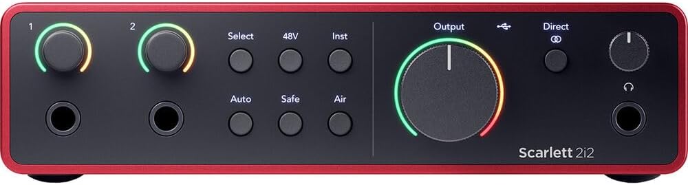 Focusrite Scarlett 2i2 4G Audio Interface Recording Bundle with StreamEye Cans50 Studio Headphones, Professional Grade XLR Cables and Instrument Cables