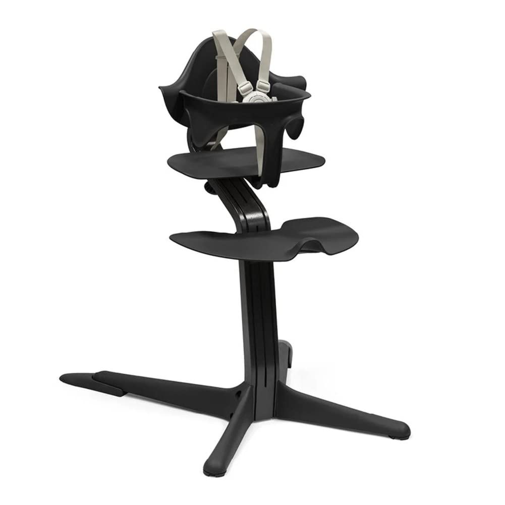 Stokke Nomi High Chair, Black - Inspires Active Sitting - Tool-Free, Seamless Adjustability - Includes Baby Set with Removable Harness for Children 6-24 Months