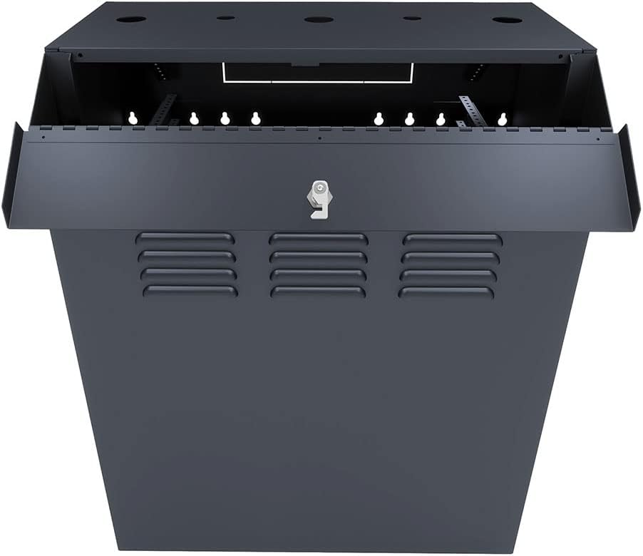 NavePoint 8U Vertical Server Rack Enclosure, Low Profile, 19.6' Deep, Max Weight Capacity 132lbs - 8U Network Cabinet Vertical Wall Mount, Perforated, Black