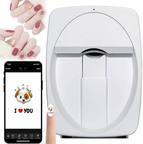 Portable 3D Nail Printer Machine, 1000+ Designs, DIY Nail Art via Mobile App, Ideal for Home Use & Nail Salons, for Girls & Women (Black)