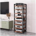8 Tier Heavy Duty Adjustable Audio Video Rack - Sturdy Media Stand for Home & Office, Ideal for Stereo Components & Equipment Storage, Black Finish