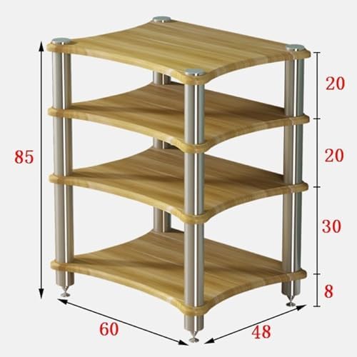 4 Tier AV Media Stand, Wooden Stereo Cabinet for Audio & Video Equipment, CD Player Rack, Home Office Entertainment Center, Stylish Storage Solution