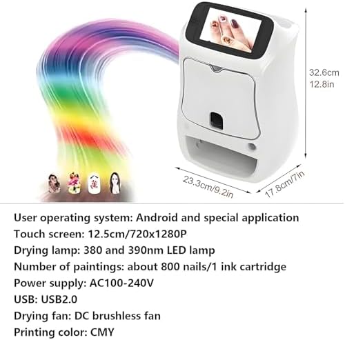Portable 3D Nail Art Printer - Mobile Touch Screen Machine, WiFi & DIY Support, Fast 10-Second Painting, Ideal for Girls' Home Beauty & Personal Care, Pink