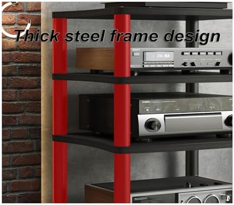 HiFi Av Shelf Rack 3-Tier Media Stand for Audio Video Equipment Perfect for Living Room Gaming Setup & Studio Use Sturdy & Stylish Design Maximize Your Entertainment Spac-A-4 Tier