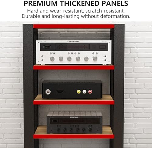 Adjustable 3-Tier Stereo Rack for Home Theater, AV Media Stand with Reinforced Steel, Audio Equipment Storage, 60x51x60cm, Adjustable Footpads, Black Finish