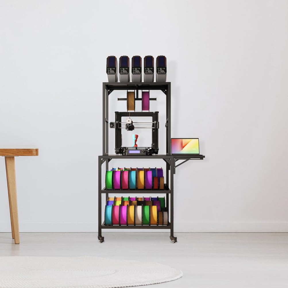 Mipcase 3D Printer Stand: Heavy Duty Rolling 3D Printer Table with Double-Layer Storage Rack - Metal Workbench for Studio, Home Office, Workshop