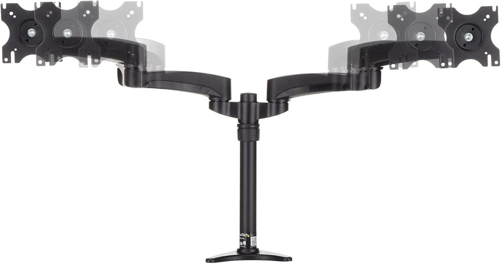 StarTech.com Desk Mount Dual Monitor Arm - Articulating - Supports Monitors 12'' to 24' (29.9lb/13.6kg) - Adjustable VESA Monitor Arm - Grommet or Desk Mount - Black (ARMDUAL)