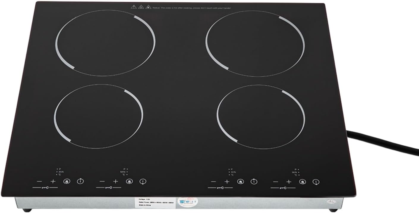Built-in 4 Burners Electric Stove Electric Cooker Hob Cooktop, 3000W Power, 9 Heat Settings, Sensor Touch 110V