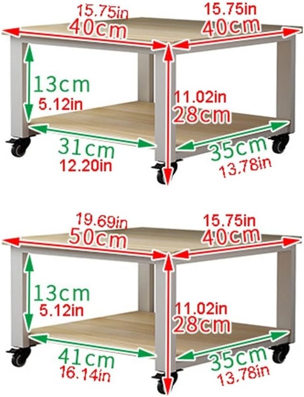 ULTRAWAVE Printer Stand, 35cm, A, Super Load-bearing, Lockable, 4-wheel, Easy Moving, Office Space Organizer, Compatible with Printers, Tabletop Mounting, Metal, Wood