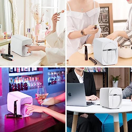 Professional Mini 3D Nail Printer - Portable Mobile Nail Art Machine for Kids, Nail Studios, Manicurists & Nail Enthusiasts - Multifunctional White Design