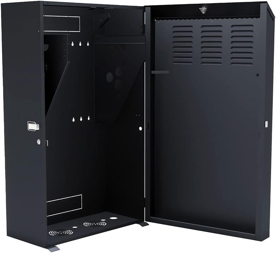 NavePoint 8U Vertical Server Rack Enclosure, Low Profile, 35.4' Deep, Max Weight Capacity 132lbs - 8U Network Cabinet Vertical Wall Mount, Perforated, Black