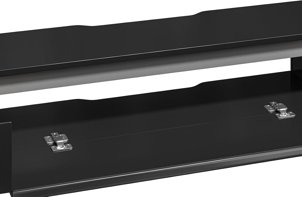 Fully-Assembled Floating TV Stand with Drawers, 55IN High Gloss Wall Mounted Entertainment Center, Modern Media Console with Storage, Under TV Shelf for Bedroom Living Room Black