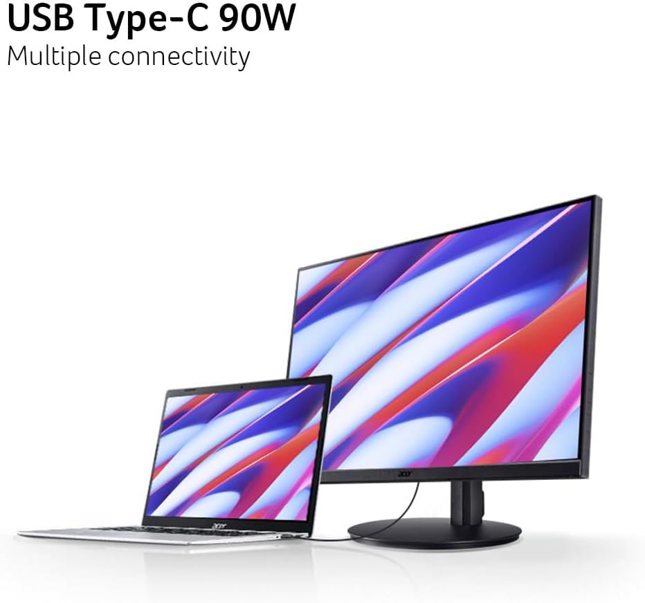 acer 27 Inch 4k IPS Monitor for Home, Office & Creators | 99% sRGB Color Accuracy | 90w USB-C Port Charges and Connects | Adjustable Height, Tilt, Swivel, Pivot | USB-C, DP & HDMI | CB272K