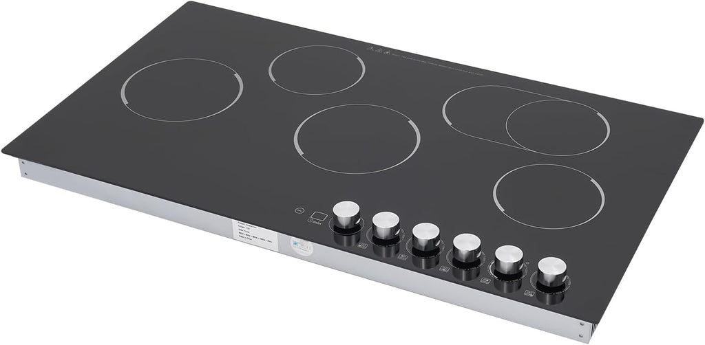 110V 4000W Electric Ceramic Cooktop,5 Burners Built-in Stovetop with Knob Control,Safety Lock,0-90' Timer, 5 Gears Firepower, 35.4in Countertop Electric Hot Plate without Plug