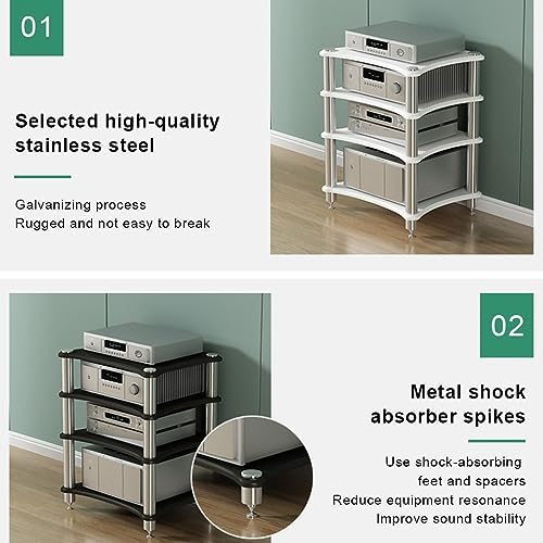 HiFi Speaker Rack - 3-Cabinet Stand for Tv & Amplifiers Sturdy Home Audio System Storage Entertainment Center Organizer Durable Media Equipment Shelves-Brown-b-60 * 48 * 85cm(4Tier)