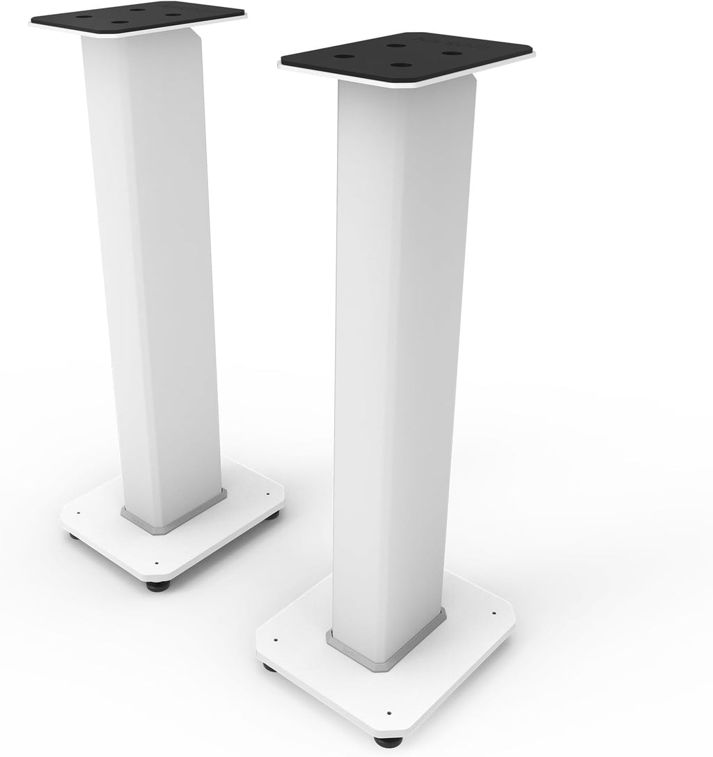 Kanto SX30 Universal Fillable Speaker Floor Stands for Bookshelf Speakers | 30' Tall | Adjustable Isolation Feet | Dedicated Cable Channel | Fill Bags & Level Incl. | Pair | White