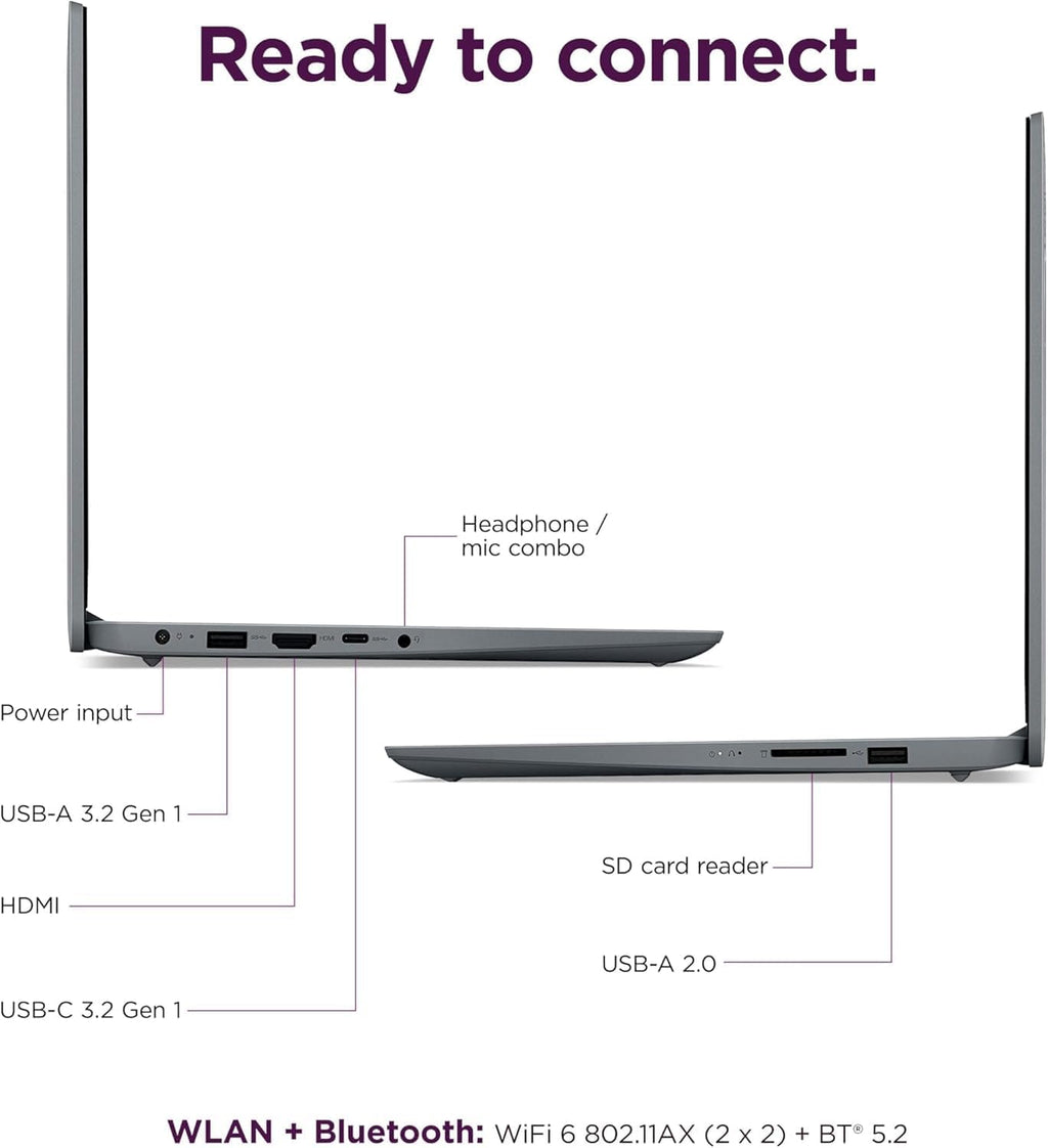 Lenovo IdeaPad 1i Student Laptop, 14' Anti-Glare HD Display, Intel Dual Core Processor, 8GB RAM, 128GB eMMC, Intel UHD Graphics, Wi-Fi, Windows 11 Home, with 5ave 6-in-1 Accessory Kit