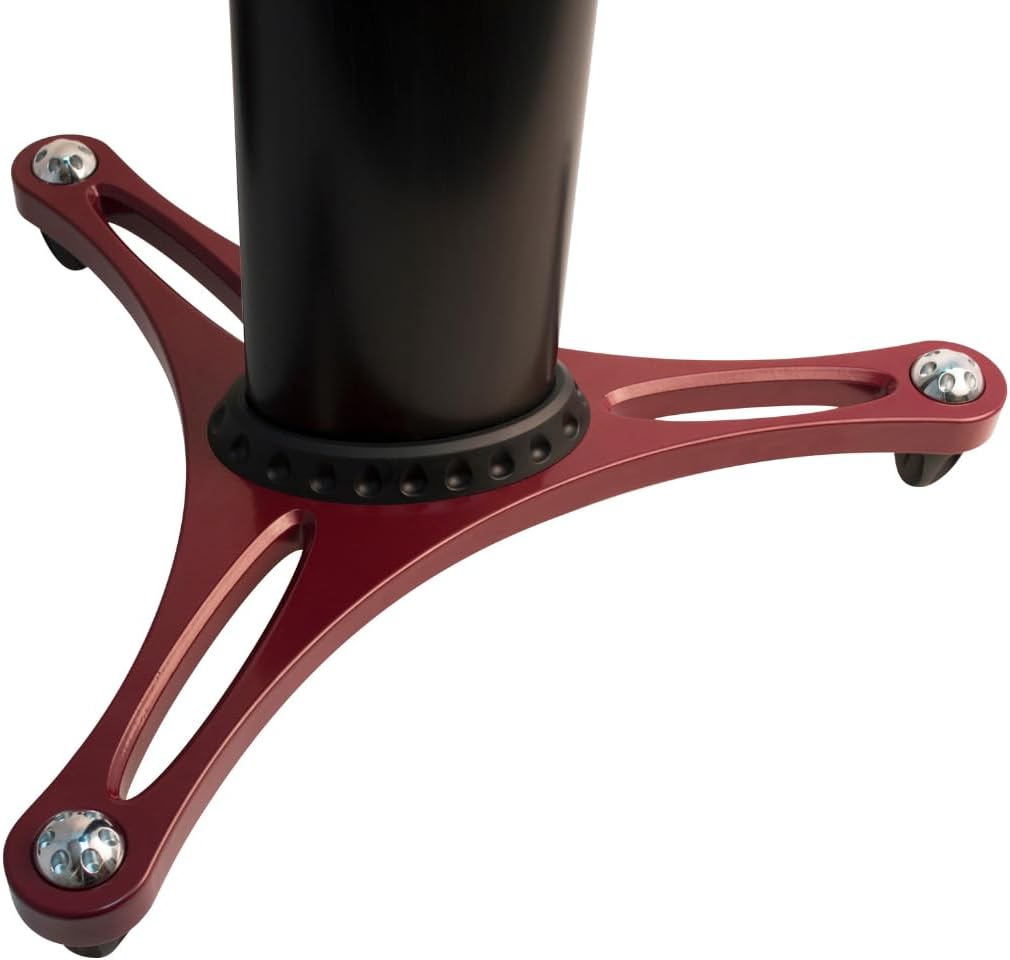 Ultimate Support MS-100 MS Series Professional Column Studio Monitor Stands Pair w/Adjustable Angle and Axis - Black w/Red Accents