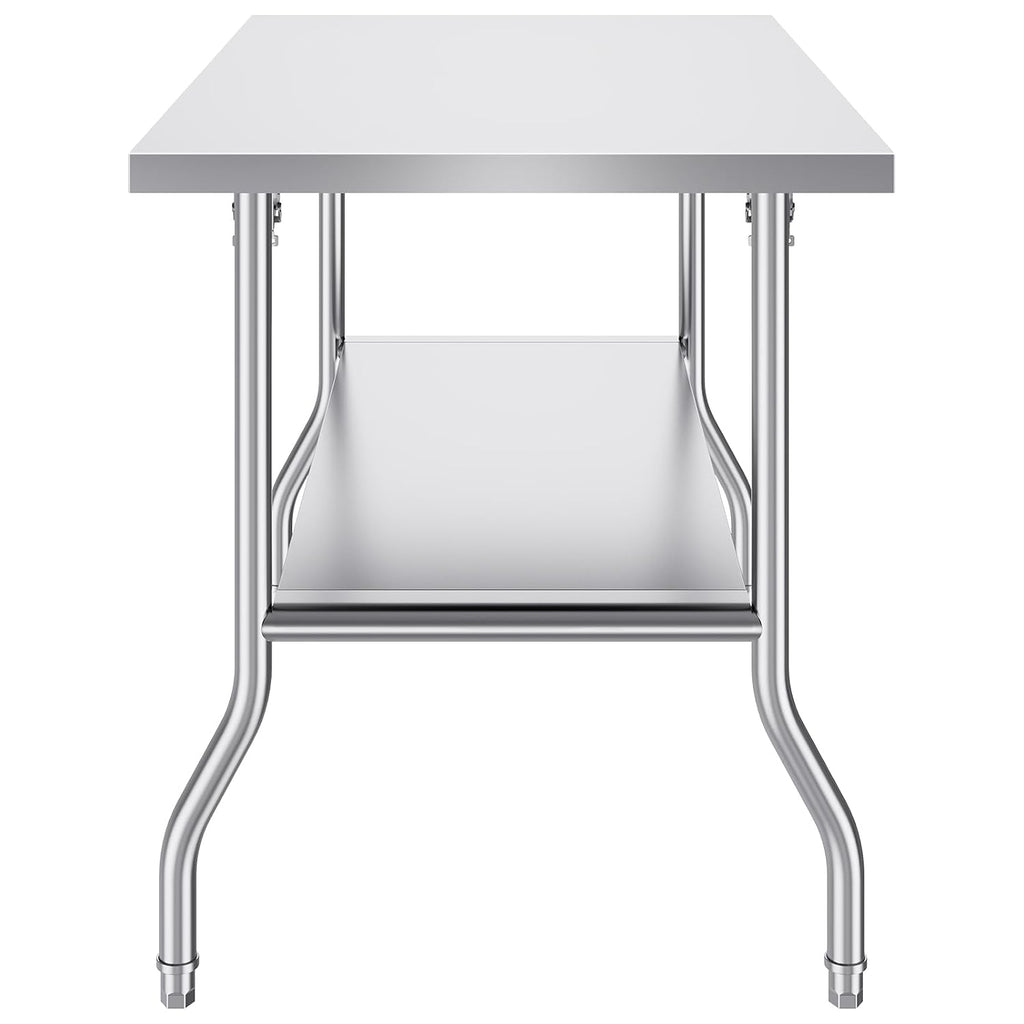VEVOR Stainless Steel Foldable Work Table, 30 * 48 Inch Heavy Duty Food Outdoor Double Layer Stainless Steel Worktable for Commercial Kitchen Restaurant