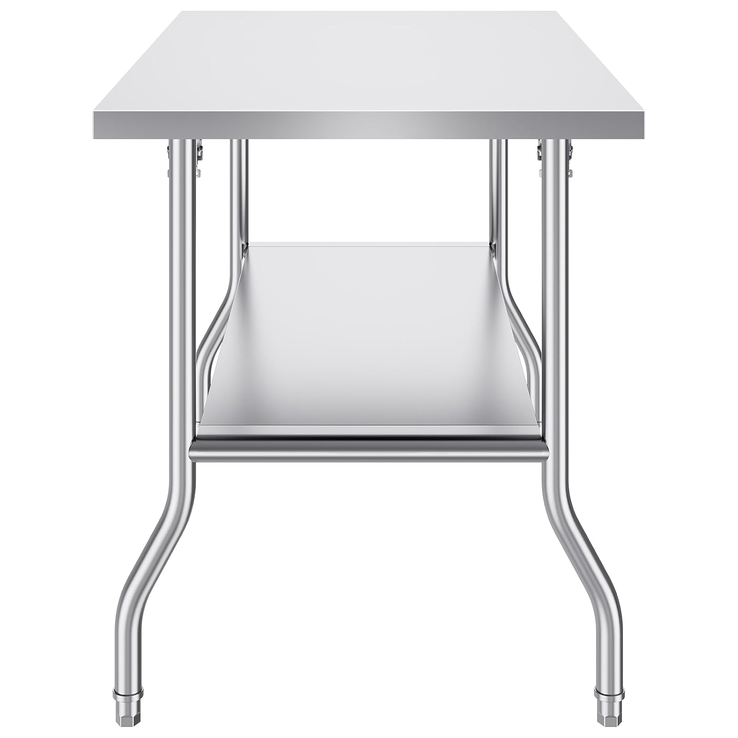 VEVOR Stainless Steel Foldable Work Table, 30 * 48 Inch Heavy Duty Food Outdoor Double Layer Stainless Steel Worktable for Commercial Kitchen Restaurant
