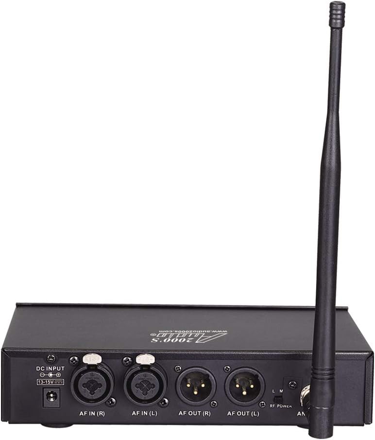 AUDIO 2000'S AWM6308U UHF 100 Selectable Frequency Wireless in-Ear Monitor System with One Wireless Receivers, One Wireless Transmitter, and a PVC Carrying Case
