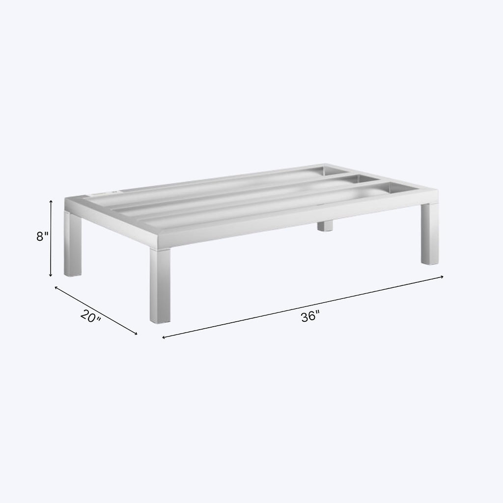 36'' x 20'' x 8'' Aluminum Welded NSF Certified Dunnage Rack - 1630 lb. Capacity, for Restaurant, Storage, Warehouse, Garage