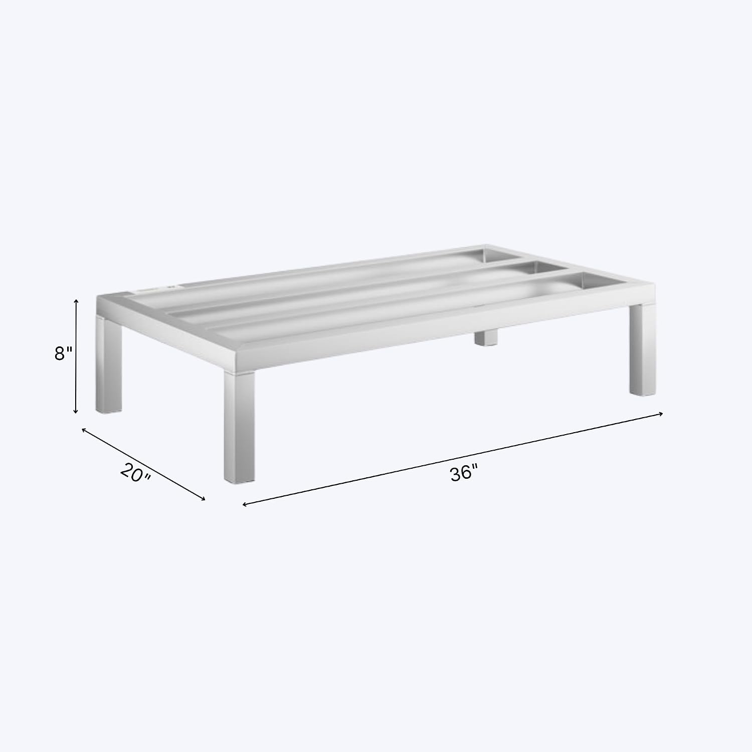 36'' x 20'' x 8'' Aluminum Welded NSF Certified Dunnage Rack - 1630 lb. Capacity, for Restaurant, Storage, Warehouse, Garage