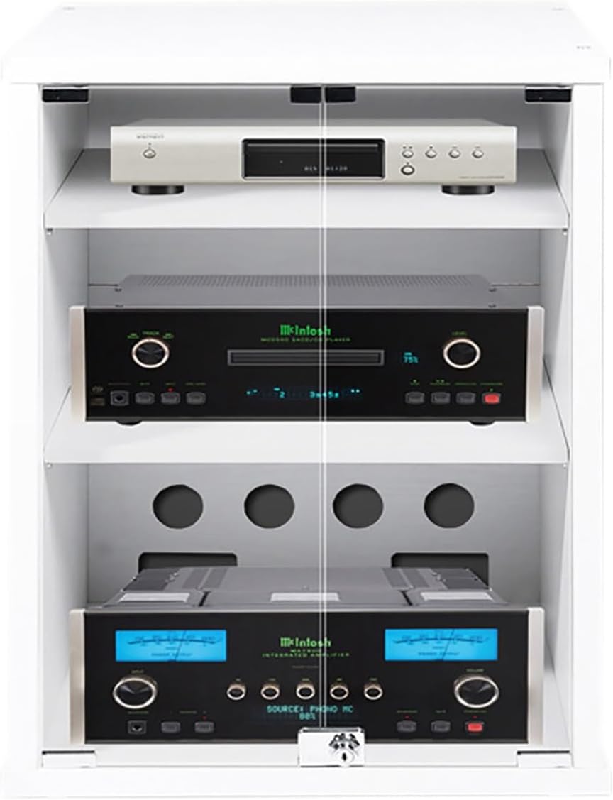 Stylish Wooden Media Cabinet - Versatile Audio Rack Tower & Record Player Stand, Perfect Stereo Storage Solution for Home Entertainment (57.1x55.1x80cm)