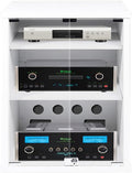Stylish Wooden Media Cabinet - Versatile Audio Rack Tower & Record Player Stand, Perfect Stereo Storage Solution for Home Entertainment (57.1x55.1x80cm)