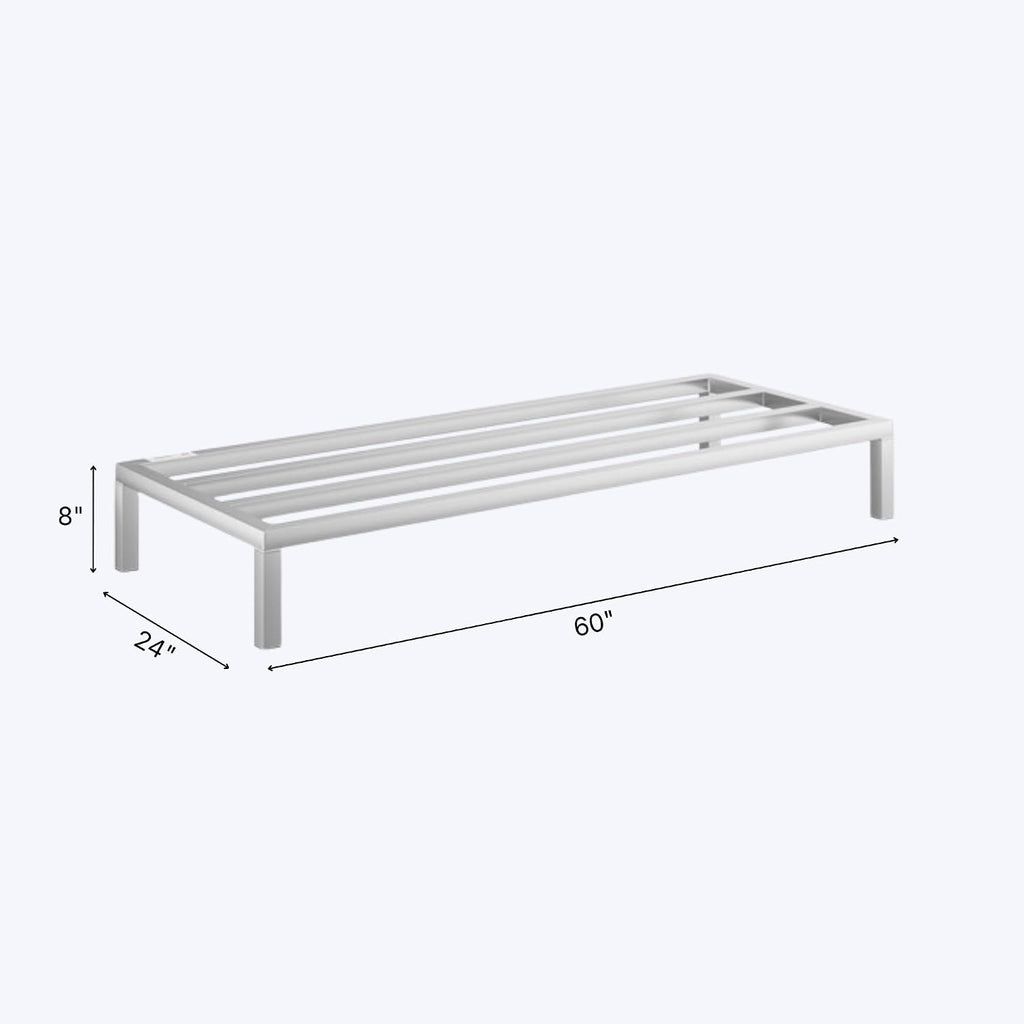 60'' x 24'' x 8'' Aluminum Welded NSF Certified Dunnage Rack - 1850 lb. Capacity, for Restaurant, Storage, Warehouse, Garage