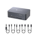 AV Access Docking Station Dual Monitor, KVM Switch 2 Monitors 2 Computers (Laptop & Desktop), USB-C Charge & Ethernet for Laptop, EDID, 4K@60Hz Dual HDMI Output, 120W Power Adapter, 5xUSB, Audio, SD