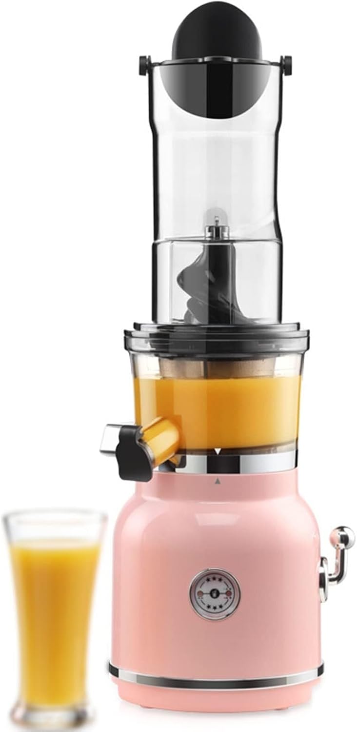 Slow Juicer Masticating Machine, Cold Press Juicer with Wide Groove, Easy to Clean Spiral Juicer for Vegetables & Fruits(Pink)