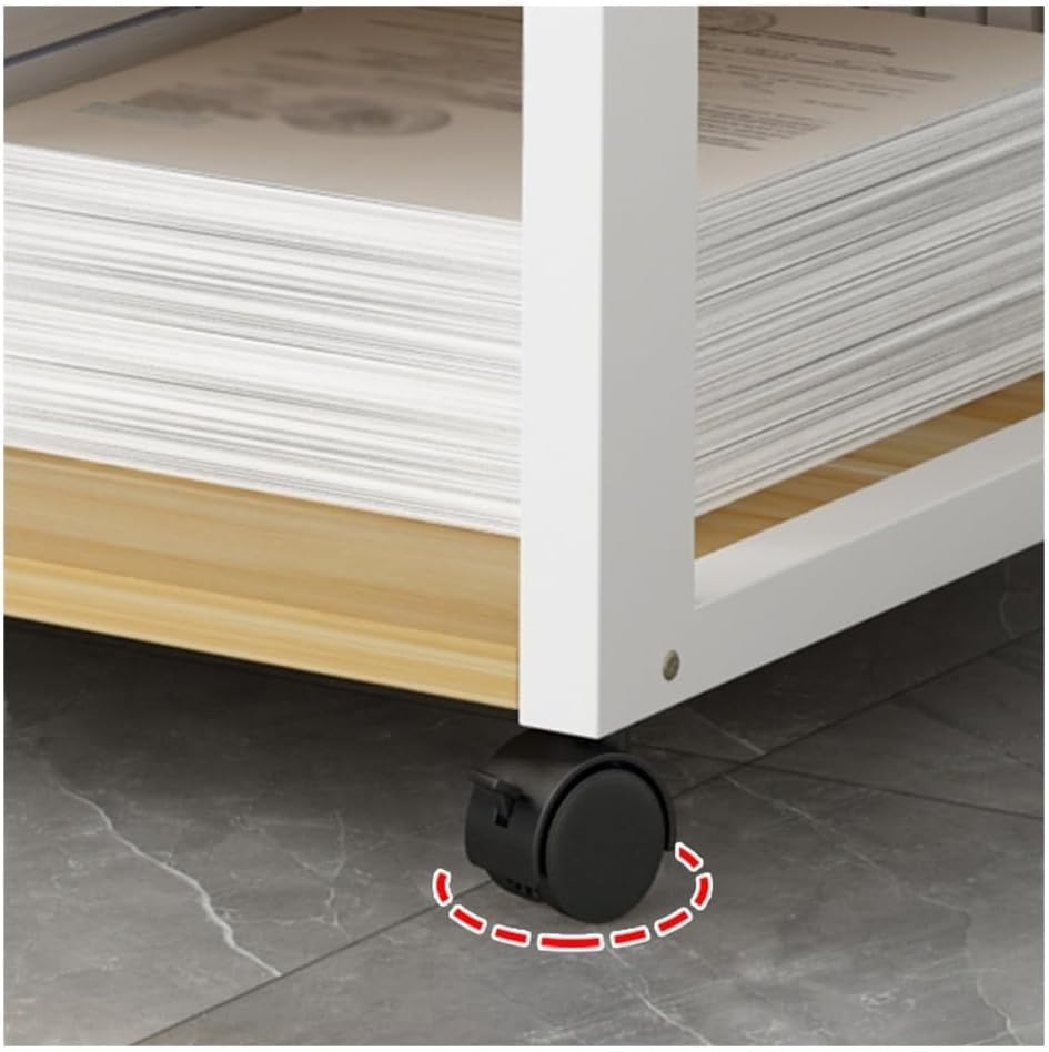 Printer Stand, 2 Tiers Under Desk Printer Stand Small and Short Rolling Movable with 4 Wheels & Lock Mechanism Office Shelf for Mini 3D