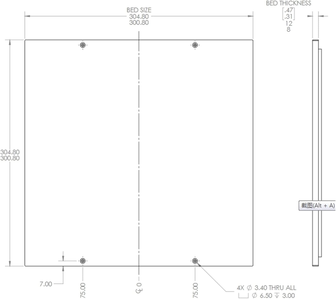 KANGYEBAIHUODIAN 2.4 250MM/300MM/350MM Build Super Flat Aluminum Build Plate 8mm Fit for Voron 3D Printer (Size : 250x250mm)