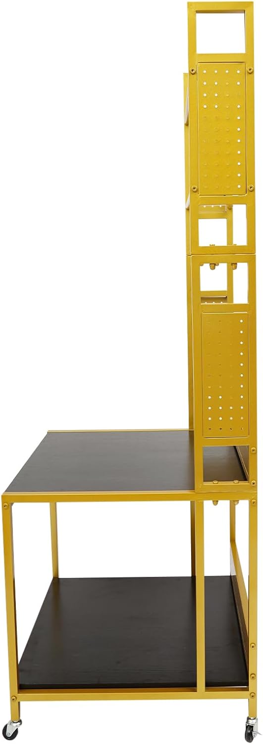 3D Printer Stand with Double Layer, 3D Printer Filament Storage Rack, Heavy Duty Mobile Printer Table with Wheels for Studio Office Storage and Organization (Gold)