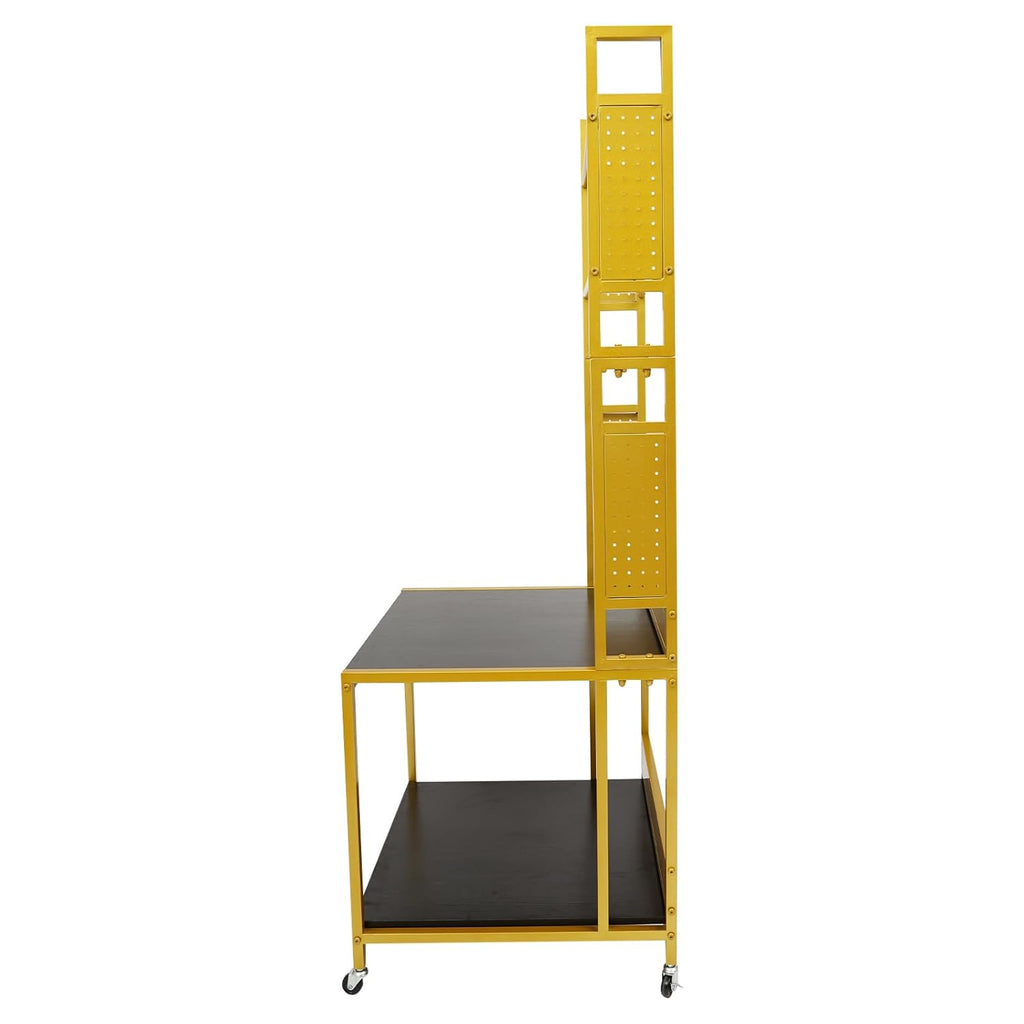 3D Printer Stand with Double Layer,2 Tiers 3D Printer Filament Storage Rack, Heavy Duty Mobile Printer Table with Wheels for Studios,Offices,Living Rooms,Garages(Gold)
