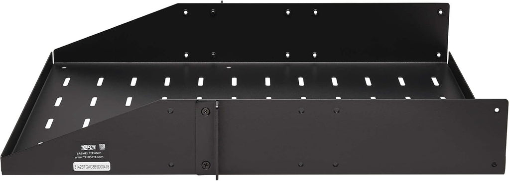 Tripp Lite 2U Universal Mount Server Rack Enclosure Shelf, Black Steel, Vented Airflow Design, Mount Hardware Included, 21.7 inch Depth, 100 lbs / 45 kg Capacity, 5-Year Warranty (SRSHELF2PUNIV)