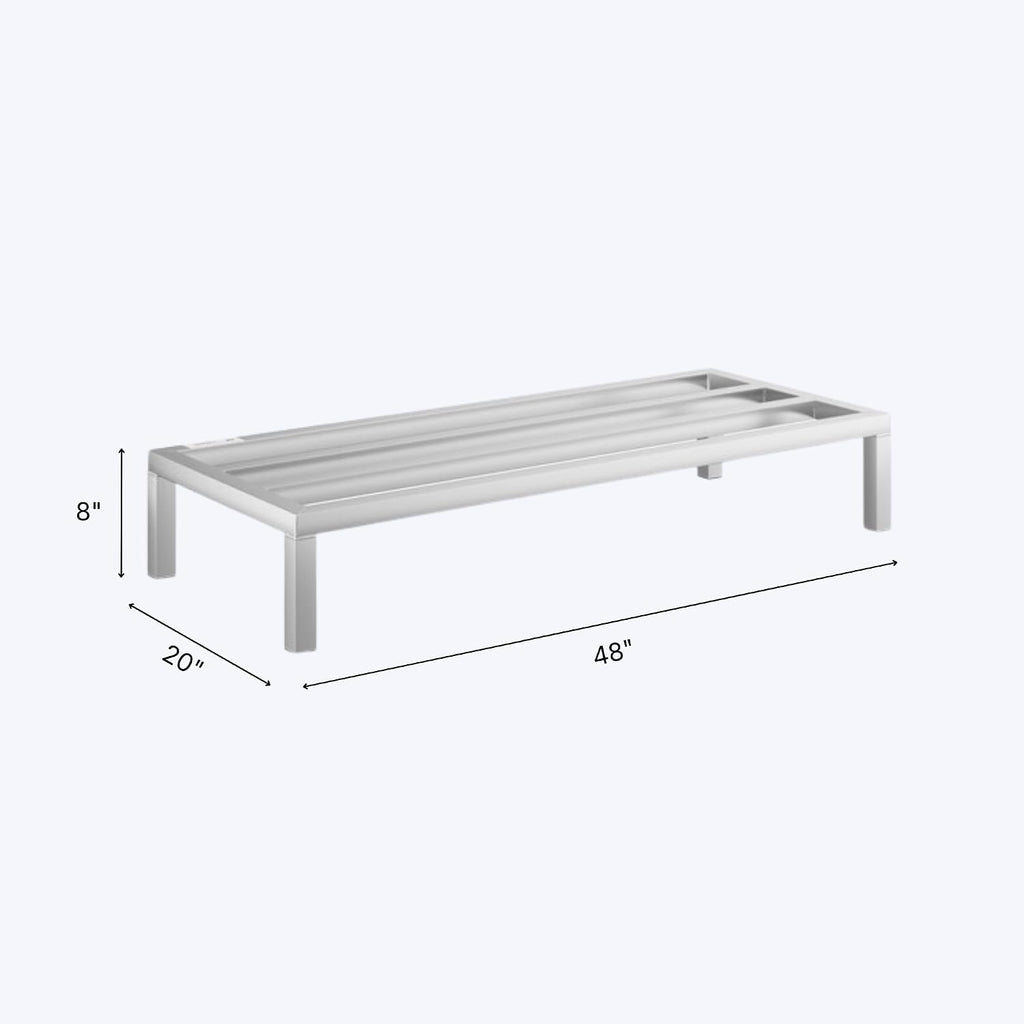 48'' x 20'' x 8'' Aluminum Welded NSF Certified Dunnage Rack - 1685 lb. Capacity, for Restaurant, Storage, Warehouse, Garage