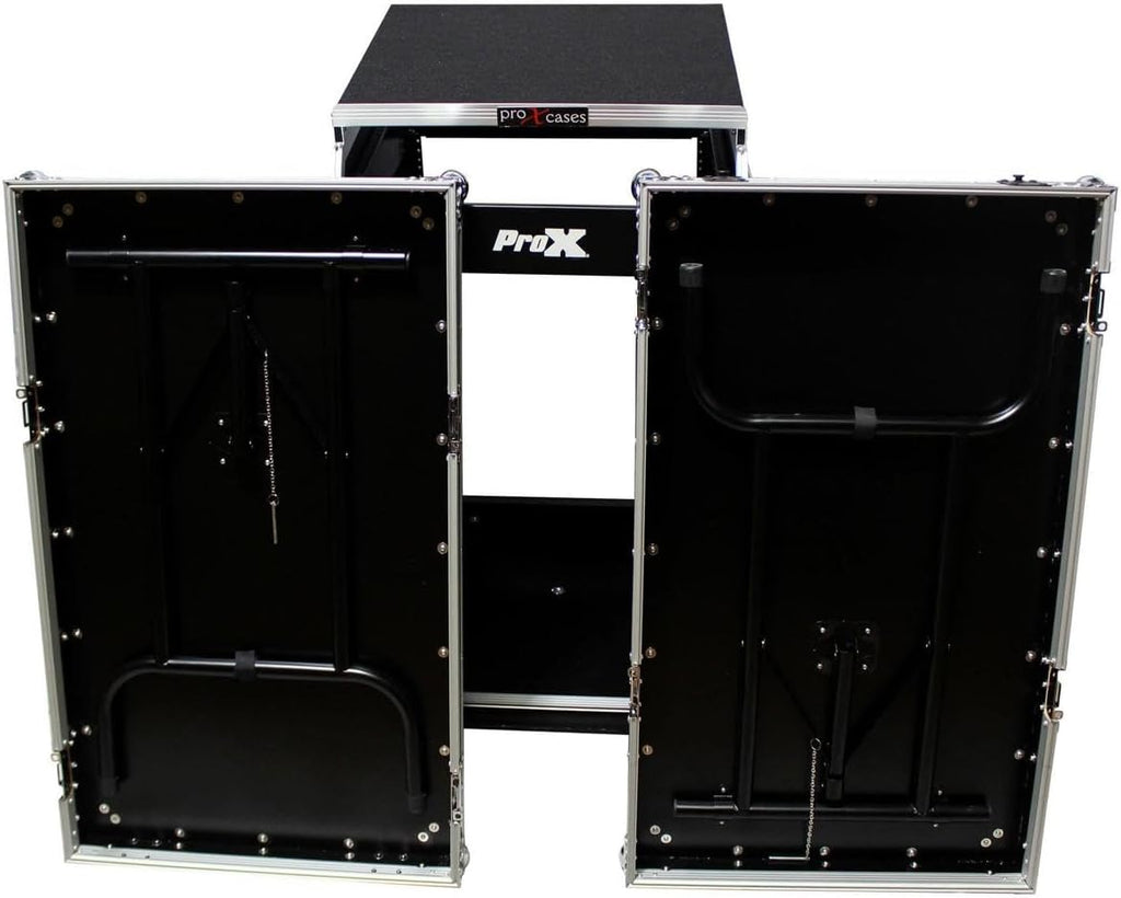 ProX T-16MRSS13ULT Flight Case with Laptop Shelf and Casters for 16U Rack x 13U Top Mixer DJ Combo
