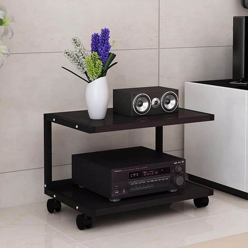 Entertainment Center Shelves Audio Bracket Speaker Cabinet with Pulley Floor Audio Bracket Media Equipment Rack Speaker Bracket Shelf Bookshelf 2 Layers Suitable for DVD players, cable boxes ( Color :